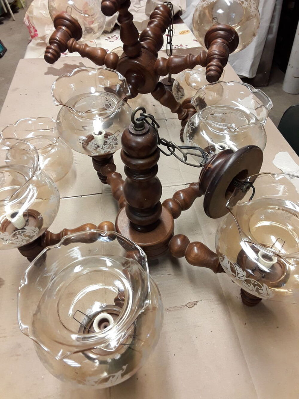 Luminaires, lustres 5 branches en bon &eacute;tat avec lampes Bricolage