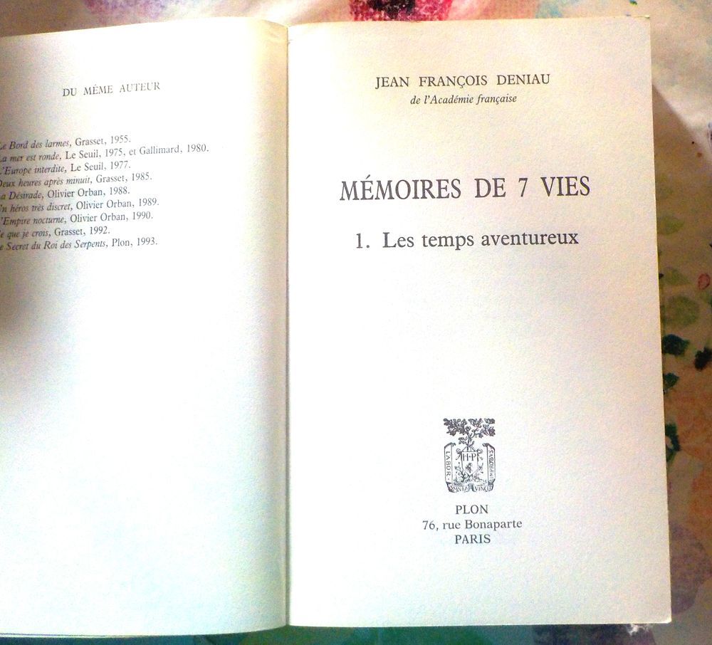 MEMOIRES DE 7 VIES T1 LES TEMPS AVENTUREUX par J.F. DENIAU Livres et BD