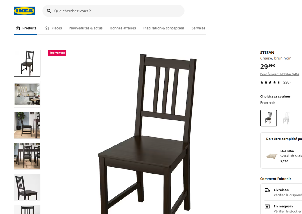 4 chaises noires en bois IKEA Meubles