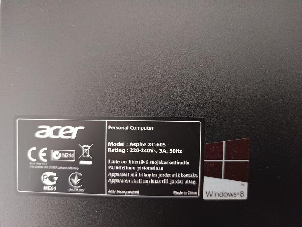 PC de bureau ACER Aspire XC-605 Matériel informatique