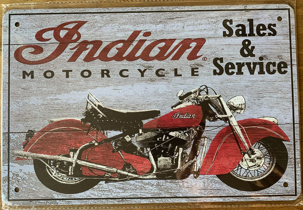 30 X 20 Plaque Acier vintage D&eacute;co Moto Indian Service Décoration