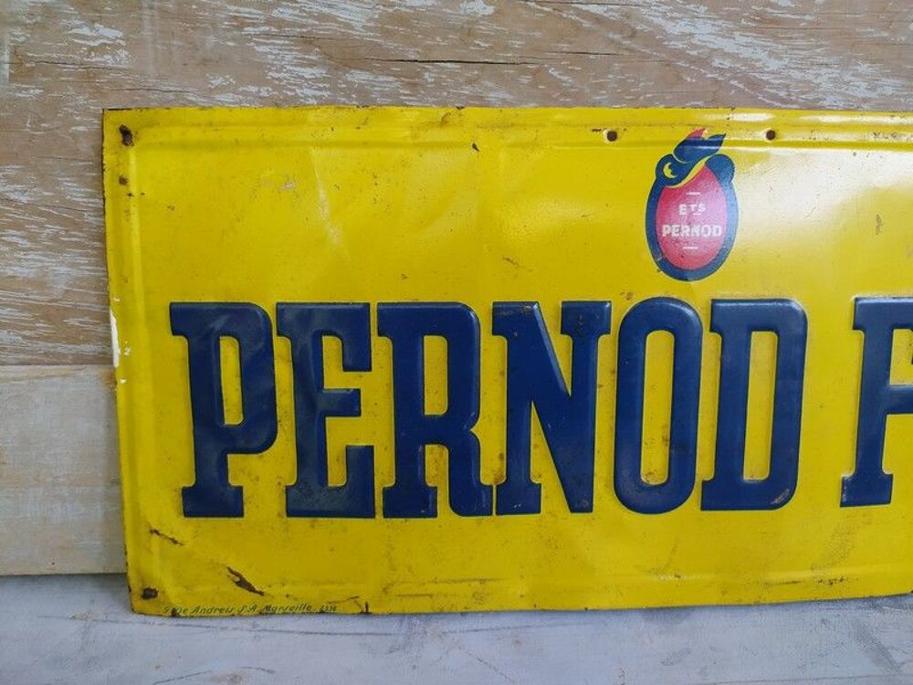 Ancienne Plaque T&ocirc;le Publicitaire Pernod Fils 

