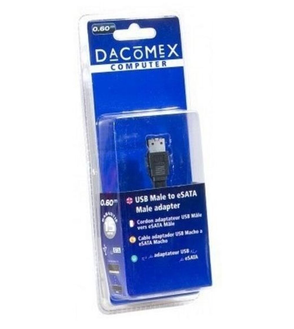 C&acirc;ble Adaptateur USB M&acirc;le vers eSATA M&acirc;le 0,6m DACOMEX Matériel informatique