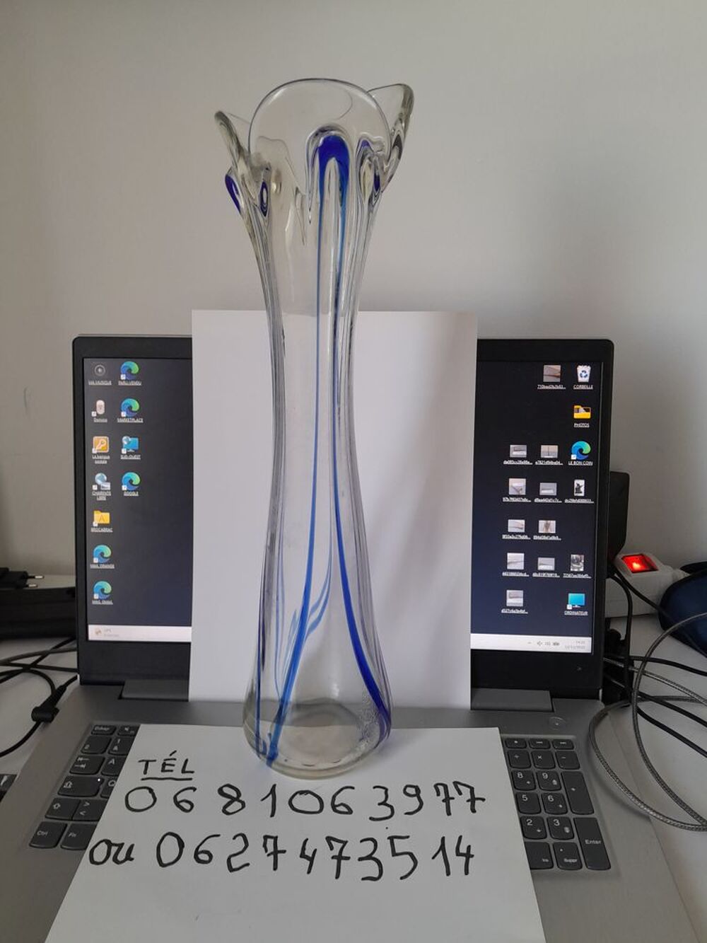 VASE en CRISTAL HAUTE 40 CM TEL / 0627473514 Décoration