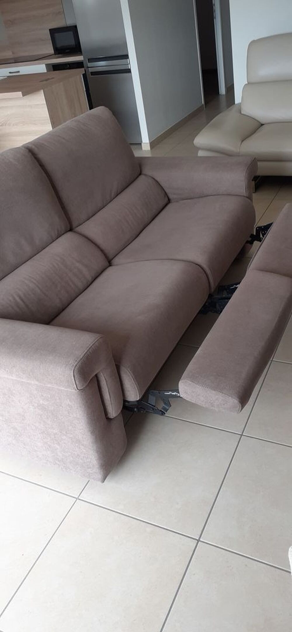 Canap&eacute; tissu gris 3plcs relax Meubles