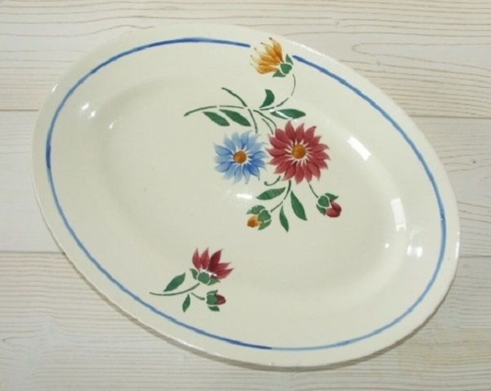 Plat ovale ancien K&amp;G Lun&eacute;ville Art Nouveau - COMME NEUF Décoration