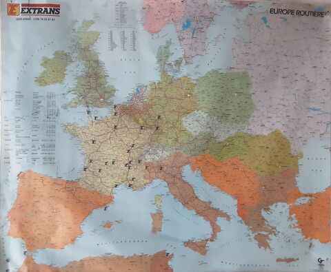carte routire EUROPE   (EXTRANS)  . edition 1988 H=1m x l=1 0 Pontoise (95)