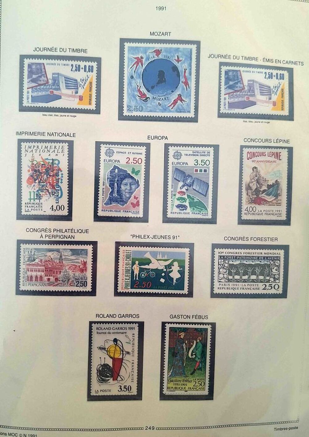 S&eacute;rie de timbres de collection de France F9 