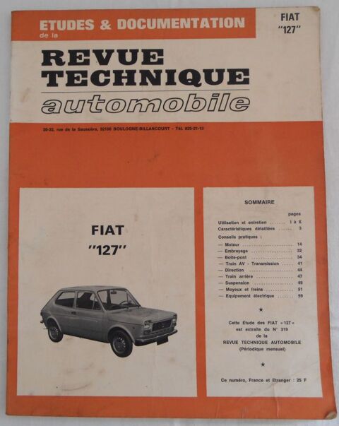 REVUE technique FIAT 127 de 1973 0 Le Havre (76)