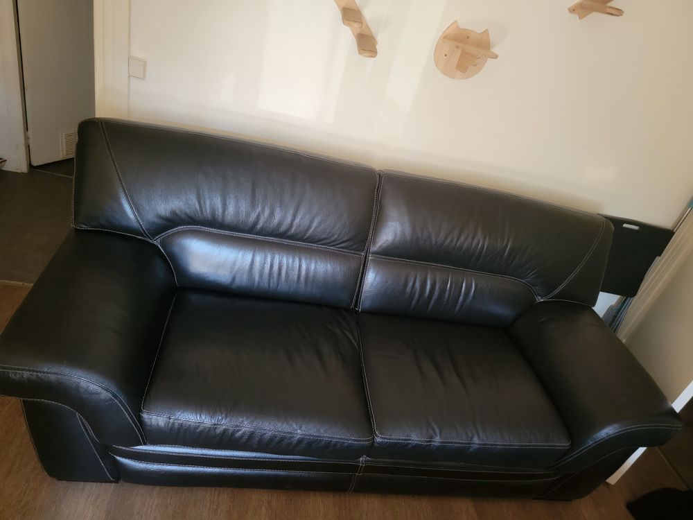 Salon cuir noir Meubles