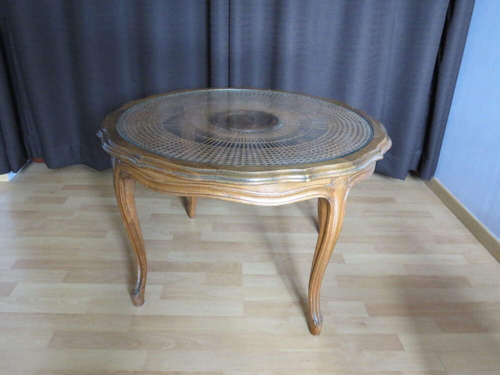 Table Basse Bois et Rotin Meubles