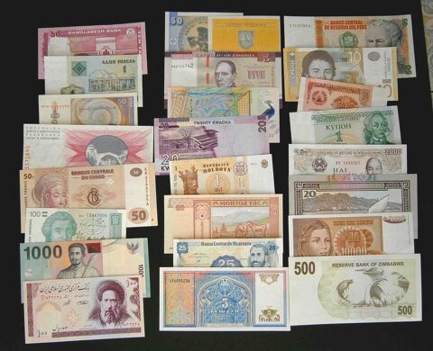 Lot de 25 billets de 25 pays rares - NEUFS Saint-Yrieix-sur-Charente (16)