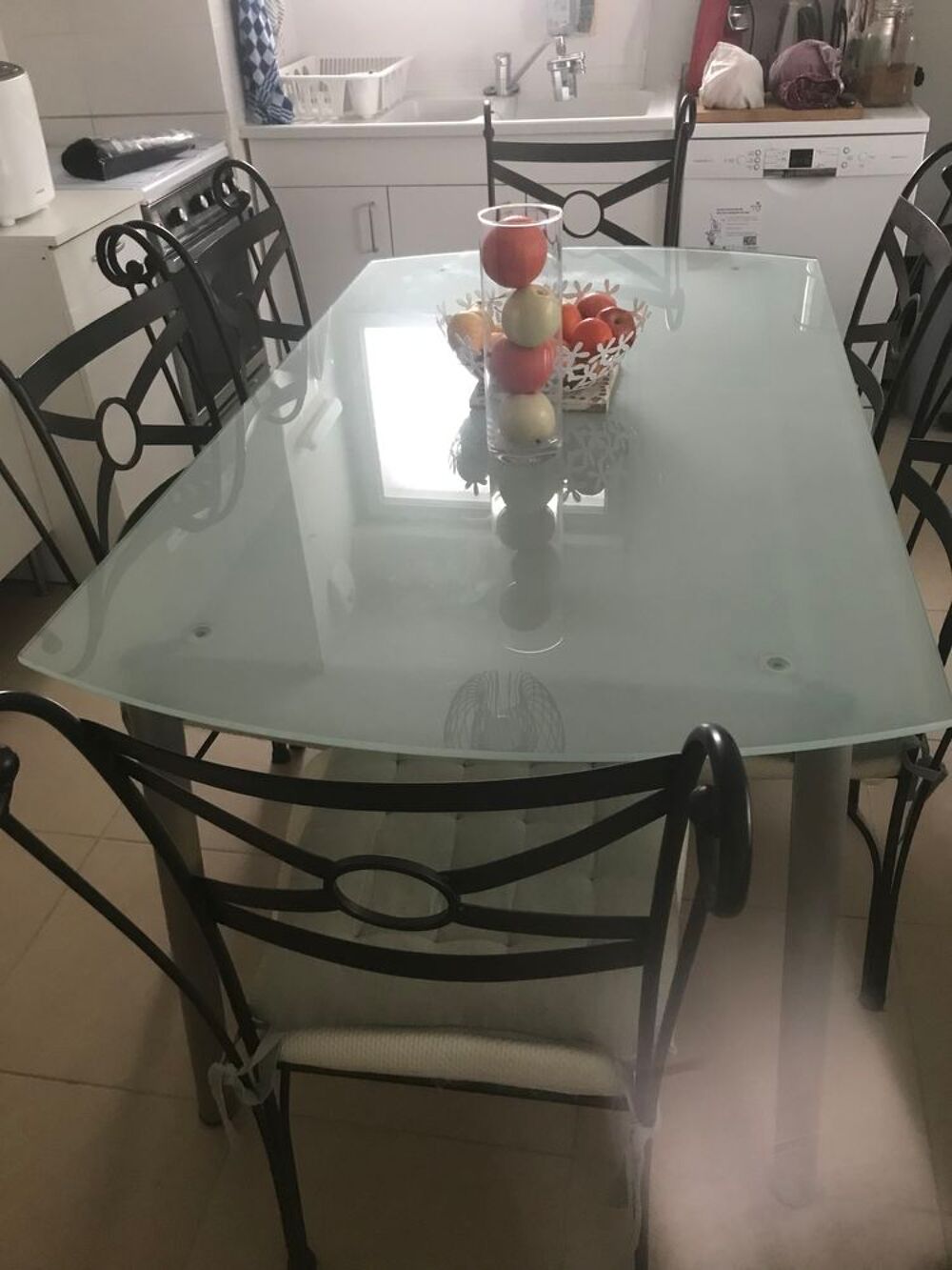 table en verre Poli 6 places 6 chaises Meubles