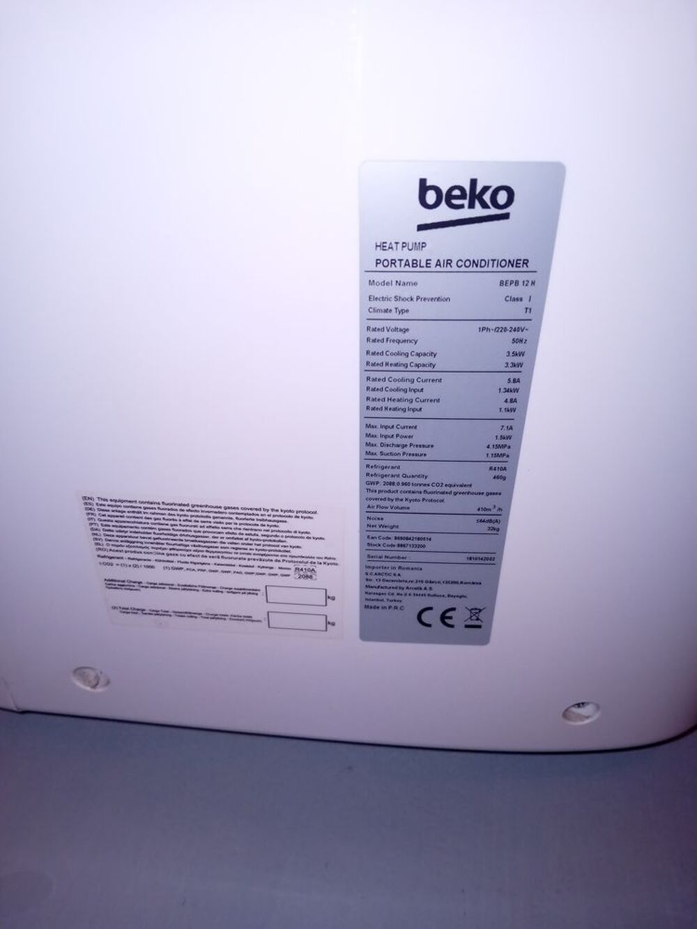 Climatiseur mobile BEKO BEPB12H portatif 64 dB
Electroménager