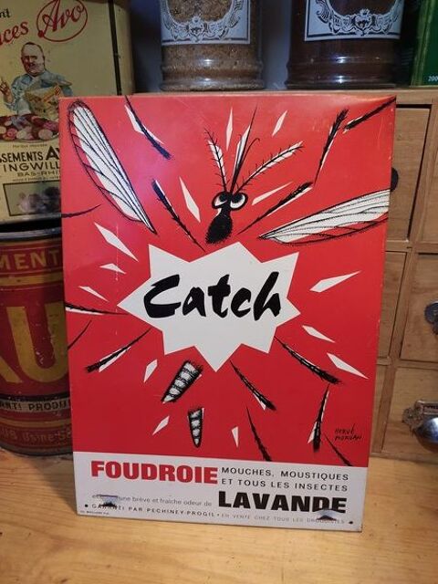 Plaque Tle Publicitaire Catch Foudroie les Insectes Morvan 70 Loches (37)