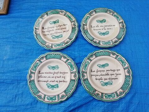 VINTAGE 4 assiettes à dessert avec maxime écrite 24 Lésigny (77)