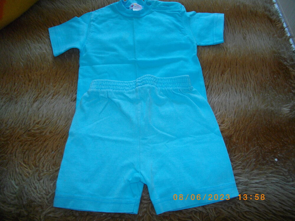 Ensemble tee-shirt et short bleu - Taille : 18 mois Puériculture