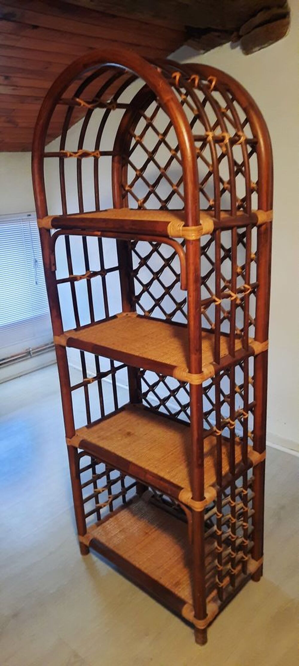 Biblioth&egrave;que &eacute;tag&egrave;re rotin cannage brun Meubles