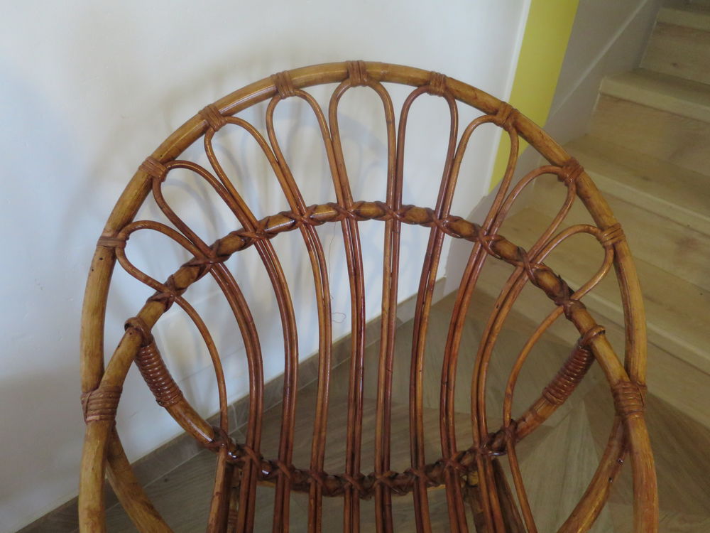 Vintage - Lot de 2 fauteuils en rotin-style boh&egrave;me -ann&eacute;es80 Meubles