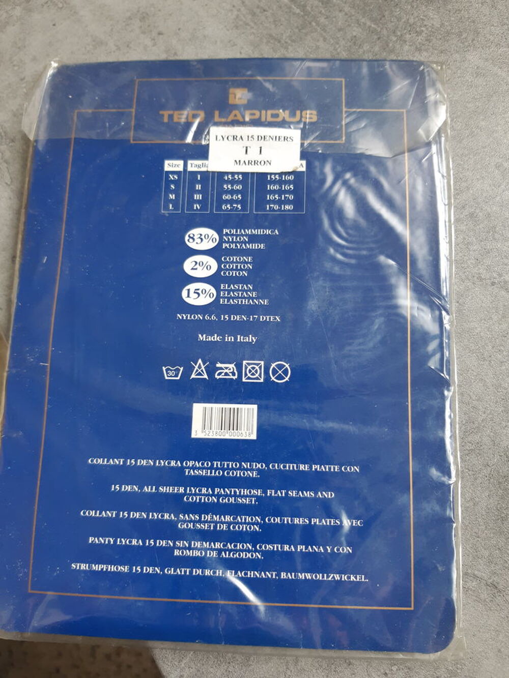 collant NEUF ted lapidus VOILE LYCRA 15 D marron T 1 Vêtements