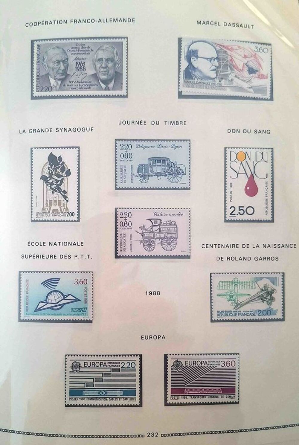 S&eacute;rie de timbres de collection de France F7 