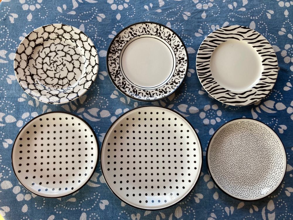 Lot 6 assiettes noir et blanc Cuisine