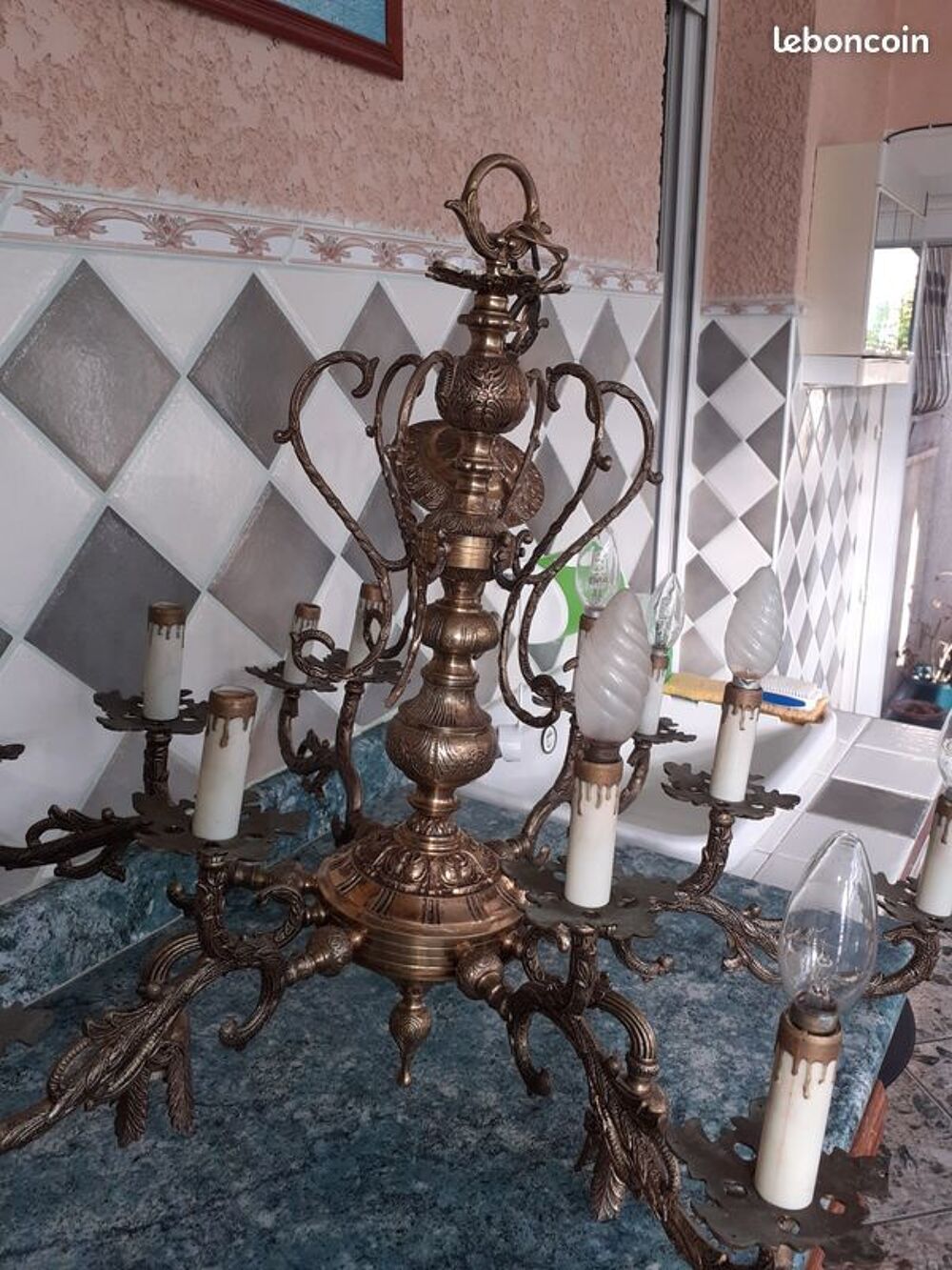 ancien lustre en laiton Décoration