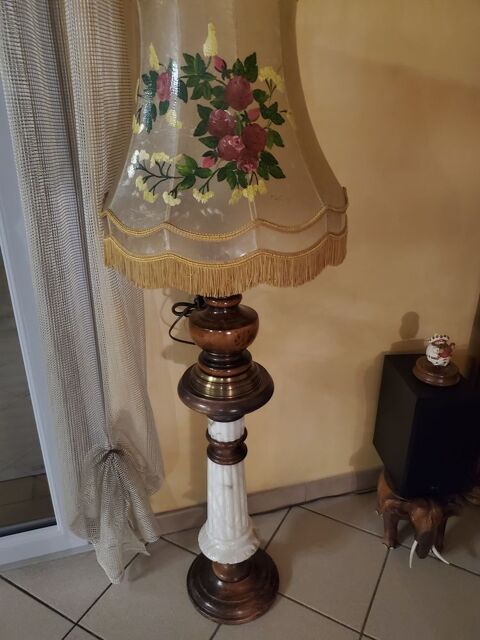 Colonne d'�clairage Alb�tre & bois + lampe ancienne 100 Saint-Paul-Trois-Ch�teaux (26)