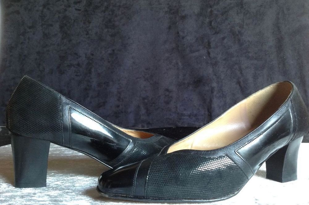 ESCARPINS CORINE TOUT CUIR V&Eacute;RITABLE NOIR VERNIS Envoi Possi Chaussures