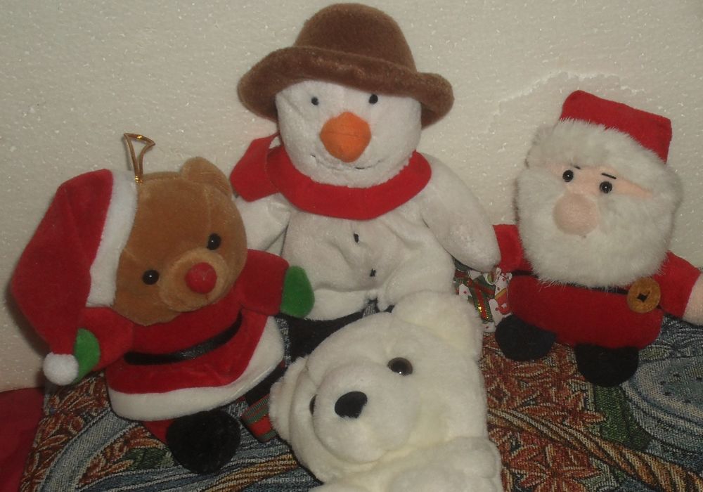 Lot de 4 peluches de No&euml;l Décoration