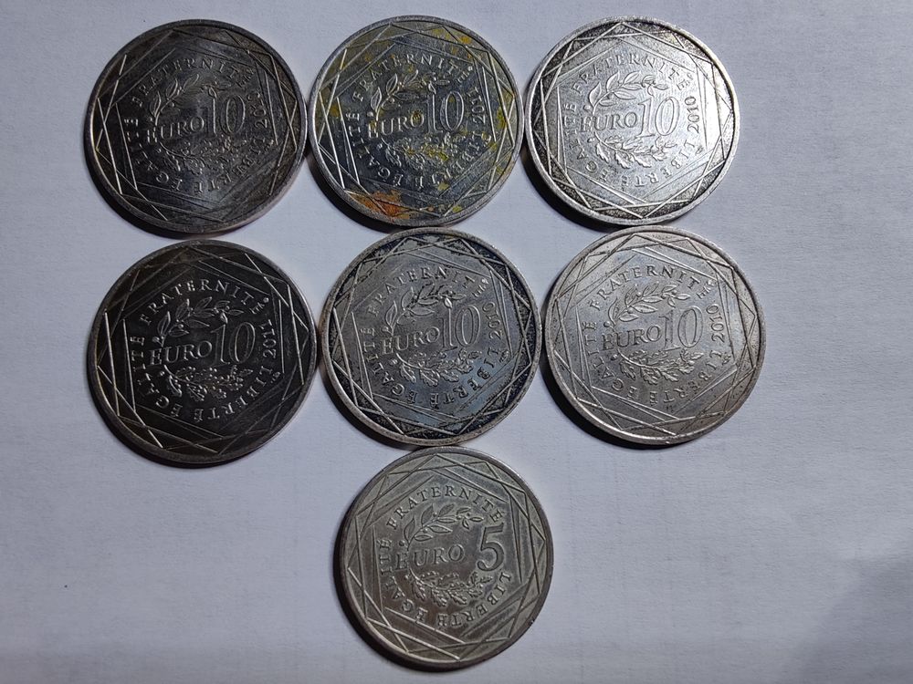 Lot de 7 pieces en euros en argent 