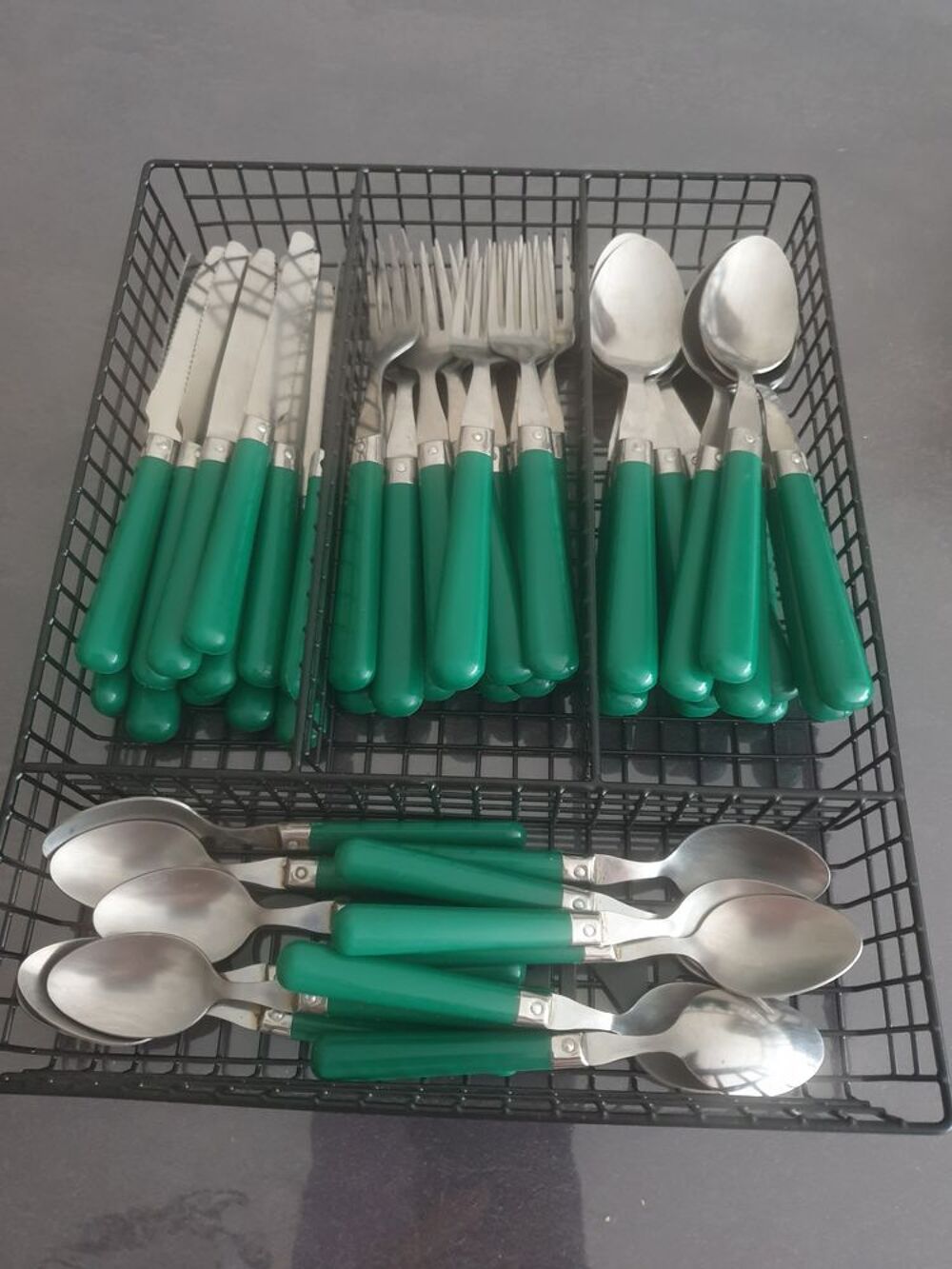 Set de Couverts avec Poign&eacute;es Vertes Cuisine