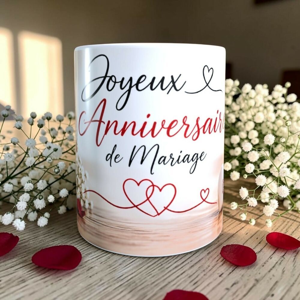 Mug amour, Joyeux anniversaire de Mariage
Décoration