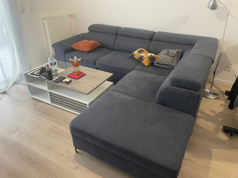 Canap&eacute; d'angle WESLEY GRIS convertible et r&eacute;versible Meubles
