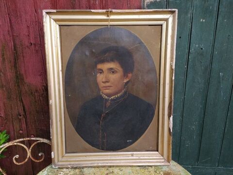 Ancien Tableau Portrait F�minin XIX�me 
140 Loches (37)
