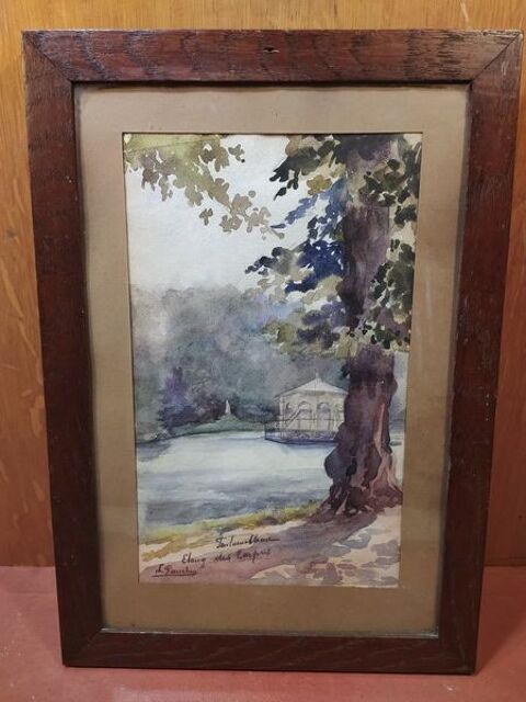 Tableau Aquarelle Fontainebleau tang des Carpes 85 Loches (37)