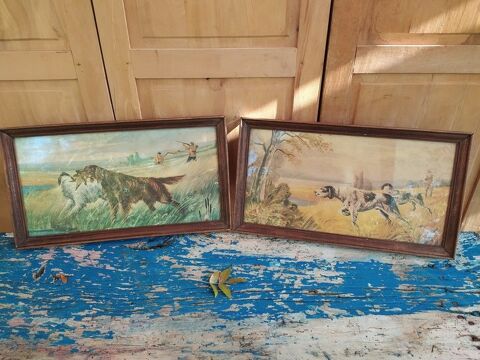 Anciens Tableaux Chromos Chiens de Chasse Setters  38 Loches (37)