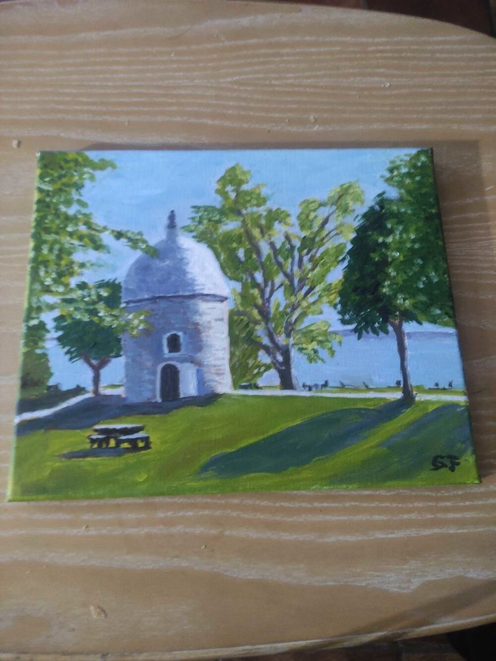 Tableau Chapelle au bord du lac Décoration