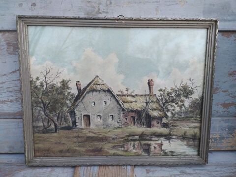 Tableau Paysage Dessin Prisonnier Allemand R.Ivonina 1946 150 Loches (37)