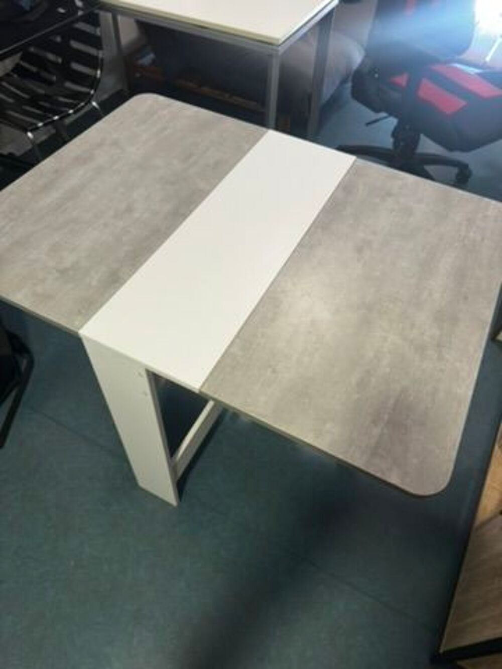 Table pliante gain de place blanc/gris b&eacute;ton Meubles