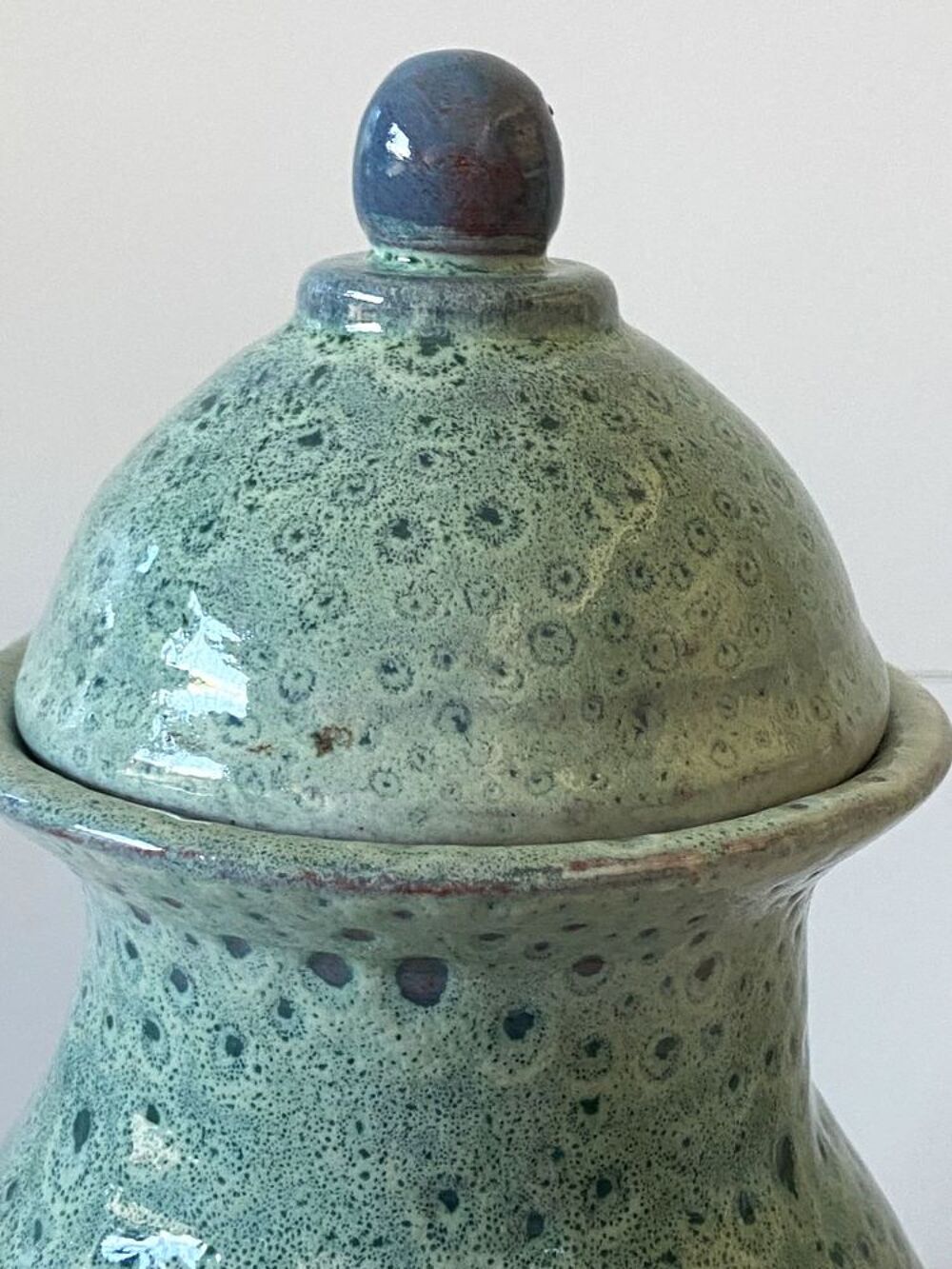 Vase Pot Urne C&eacute;ramique &Eacute;maill&eacute;e Terre Cuite Rouge Sign&eacute;e DP Décoration
