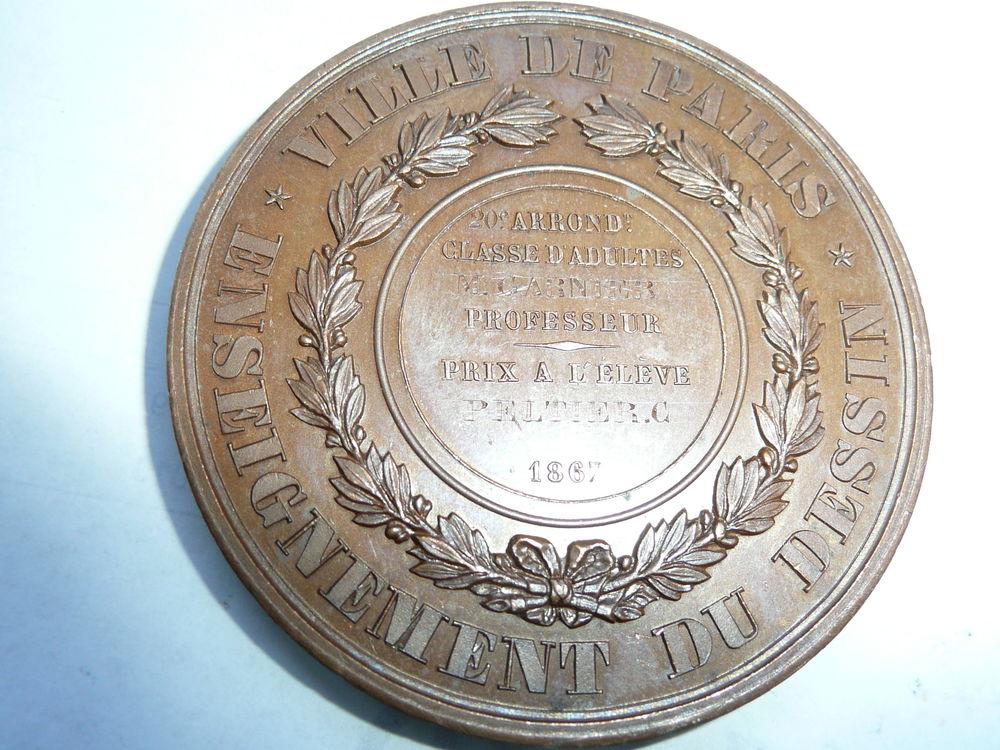 M&eacute;daille Napol&eacute;on III T&ecirc;te Laur&eacute;e Ville de PARIS 1867 