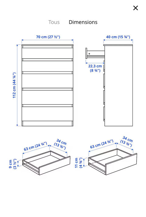 Commode 5 tiroirs - Trs bon tat, sans rayures 70 Bordeaux (33)