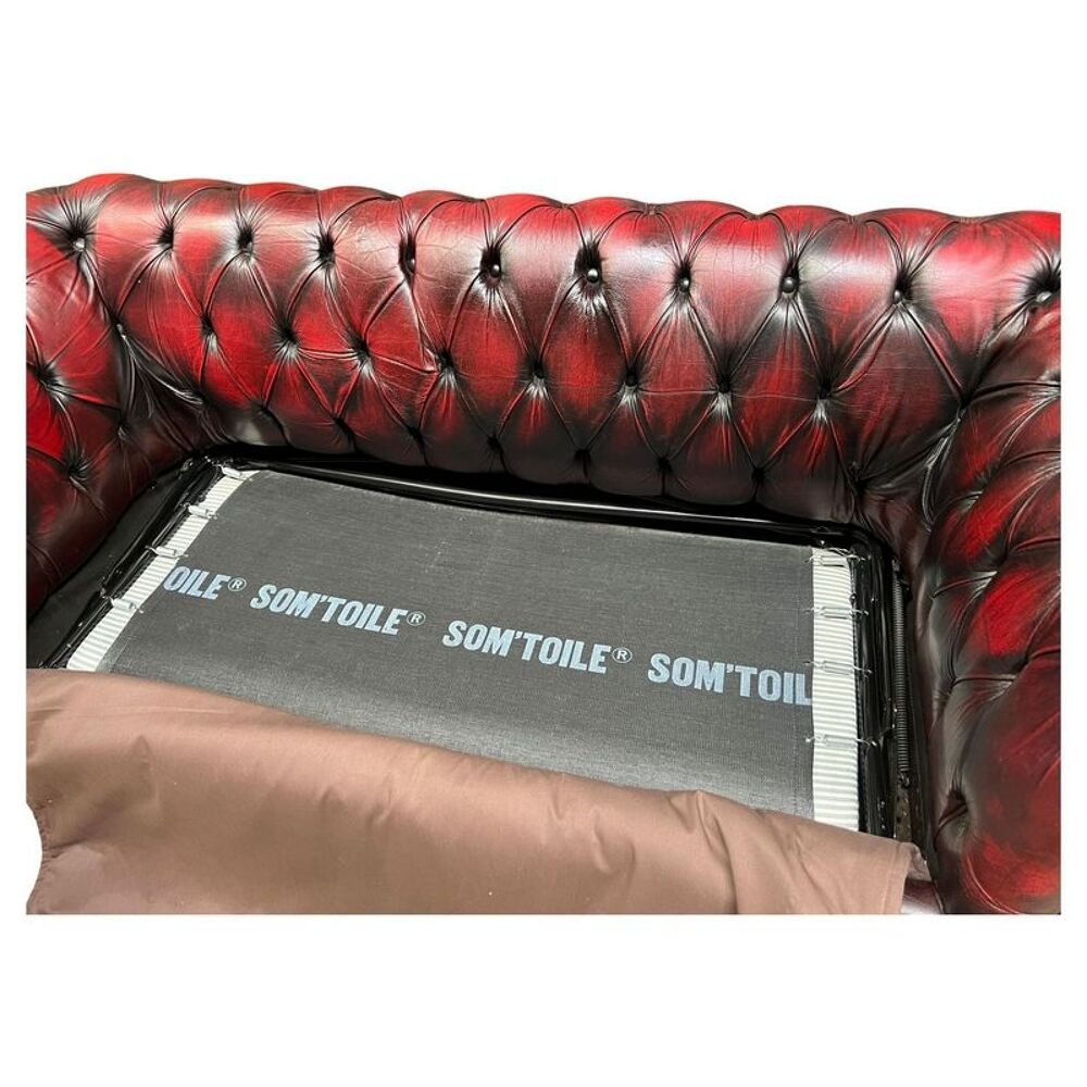 Canap&eacute; chesterfield convertible cuir bordeaux Meubles