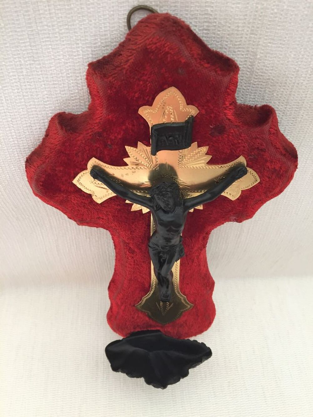 OBJET DE CULTE ANCIEN CRUCIFIX PORTE CHRIST B&Eacute;NITIER XIXe 