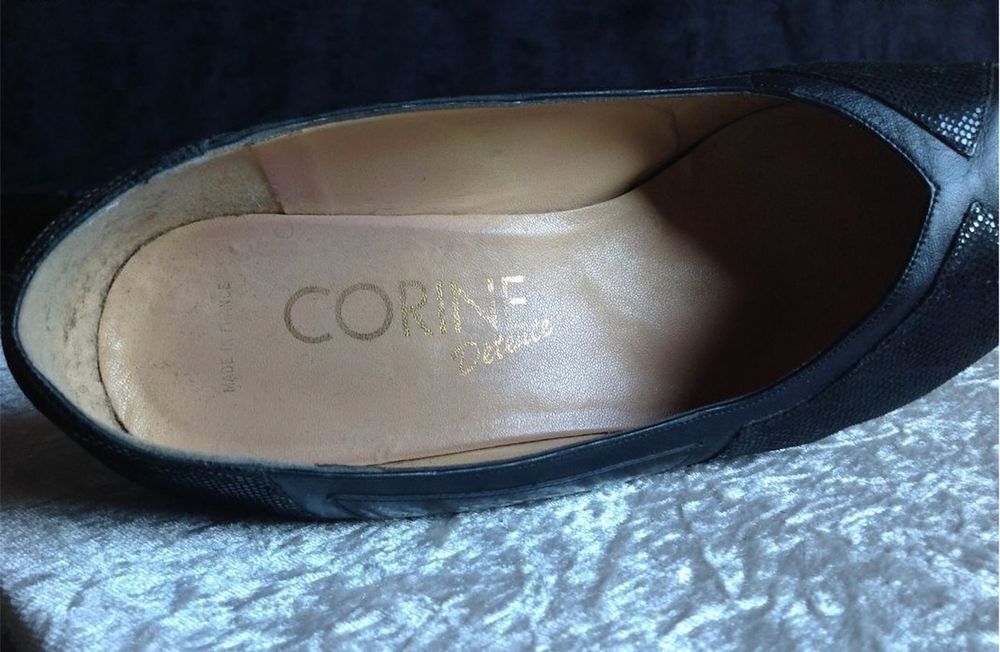 ESCARPINS CORINE TOUT CUIR V&Eacute;RITABLE NOIR VERNIS Envoi Possi Chaussures