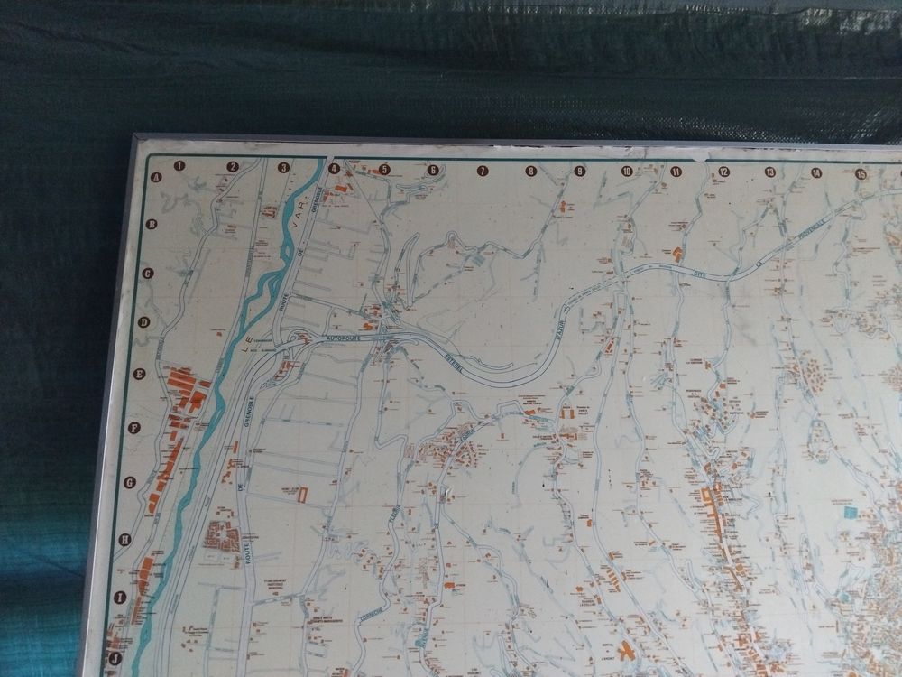 Grand plan murale vintage de Nice ancien mobilier urbain . 