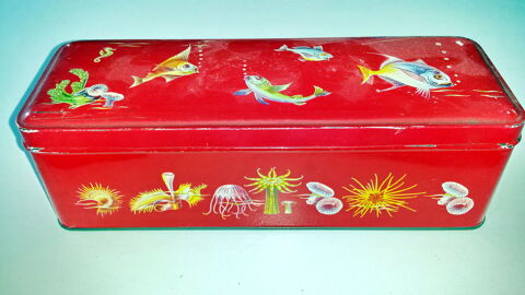 Boite vintage en fer blanc motifs peints 0 Tours (37)