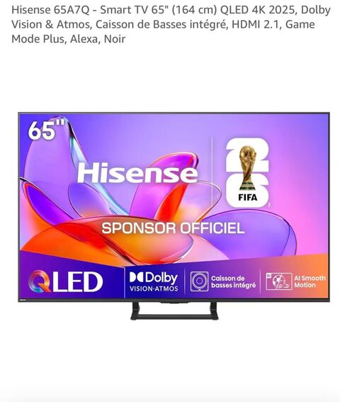 Hisense 65A7Q - Smart TV 65  (164 cm) QLED 4K 2025 Beausoleil (06)