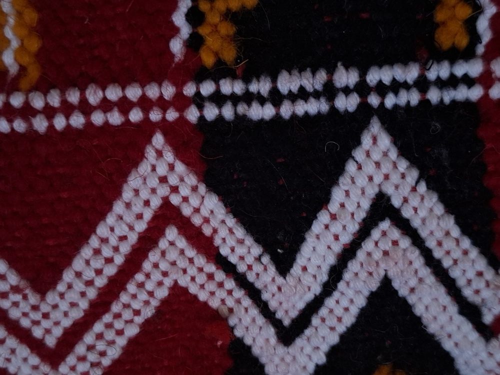 Lot 2 Poufs Berb&egrave;res Kilim 60x60 ? Rouge &amp; &Eacute;cru ? Fait Main Décoration